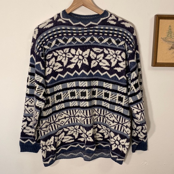 Vintage JJ Browne Fair isle Long-Sleeve Crewneck Sweater - Picture 1 of 3